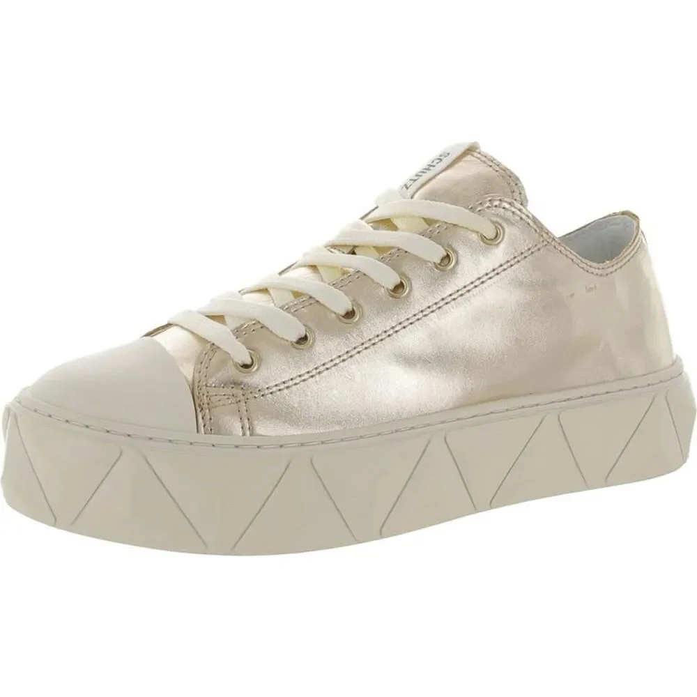 Schutz Womens Energy Gold Faux Leather Casual And Fashion Sneakers Shoes NWT